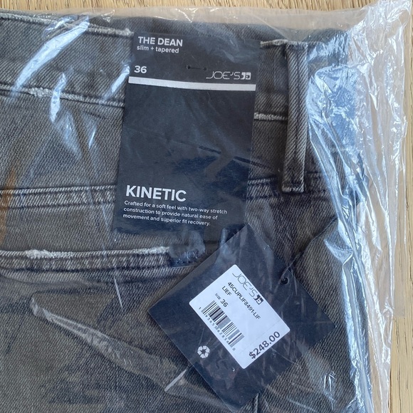 NWT Joe's Jeans Men's the Dean Slim Tapered High Rise Jeans, Lief Grey, size 36 - Picture 12 of 13